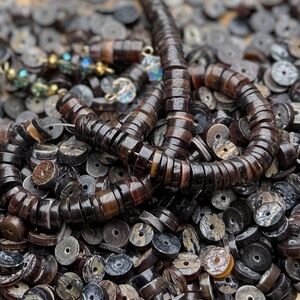 NEW- Dark Amber Tones HEISHI Shell Beads Seashell Crafting Jewelry Making Lot